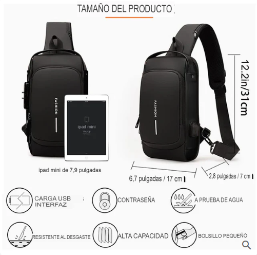 Bolso Bandolera Antirrobo-ULTRARRESISTENTE