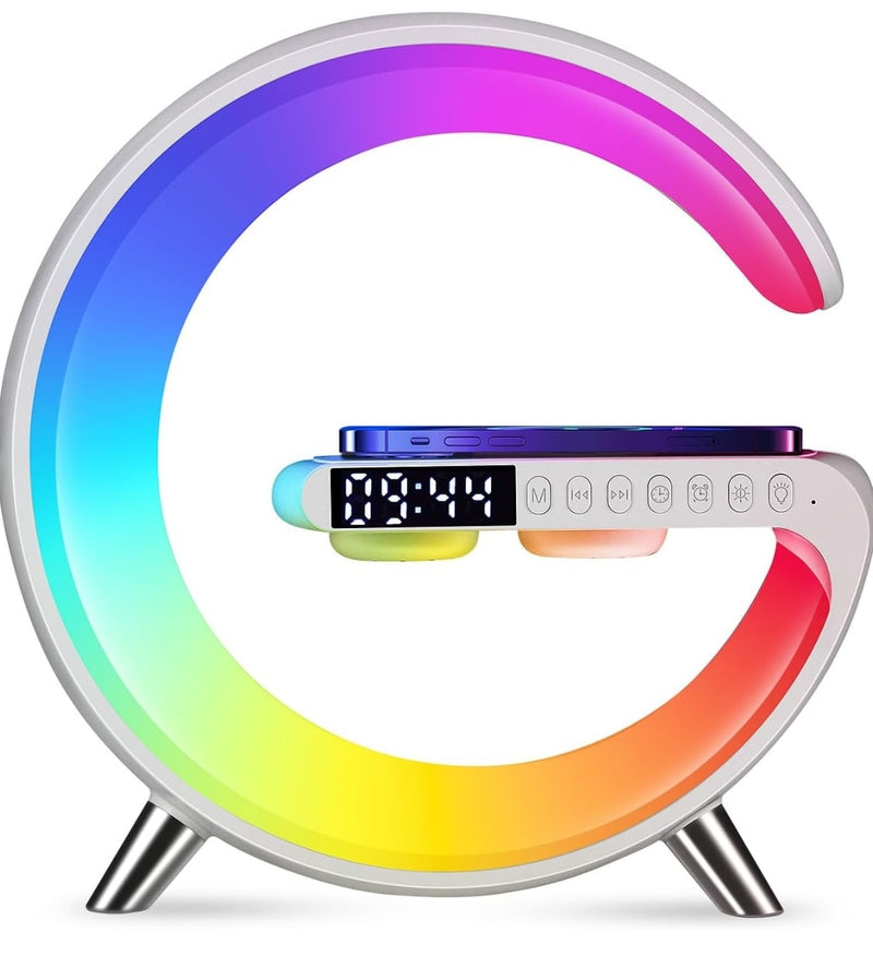 PARLANTE LAMPARA G RELOJ DIGITAL-ALTAVOZ INTELIGENTE MULTIFUNCIONAL CON LUZ NOCTURNA, CARGA INALÁMBRICA Y RELOJ DESPERTADOR