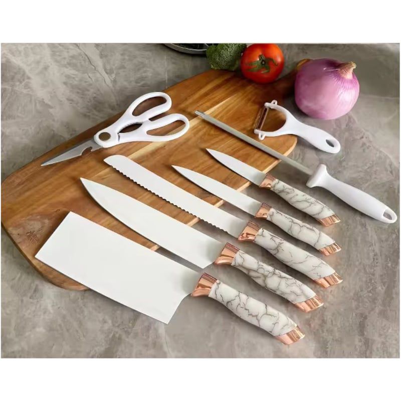 SET DE CUCHILLOS X 8 PIEZAS  DE ACERO INOXIDABLE