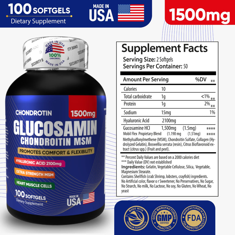 GLUCOSAMINA/CONDROITINA + ACIDO HYALURONICO 1500MG SOFTGEL X 2 UNID