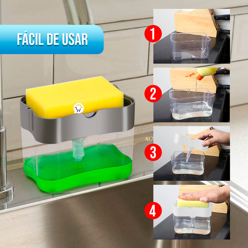 Dispensador Jabón Lavaplatos Esponja Cocina